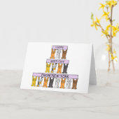 Fijne verjaardag vanuit New York, Cartoon Cats. Kaart (Gele Bloem)