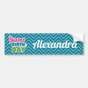 Fijne verjaardag vlinder met gepersonaliseerde naa bumpersticker
