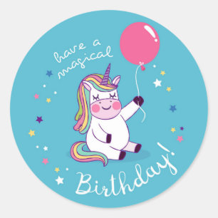 Fijne verjaardag vol magie ronde sticker