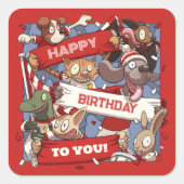 Fijne verjaardag voor alle dierenliefhebbers Rood  Vierkante Sticker (Voorkant)