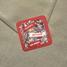 Fijne verjaardag voor alle dierenliefhebbers Rood  Vierkante Sticker