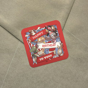 Fijne verjaardag voor alle dierenliefhebbers Rood Vierkante Sticker