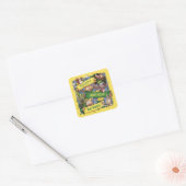 Fijne verjaardag voor de dierenliefhebbers geel en vierkante sticker (Envelop)