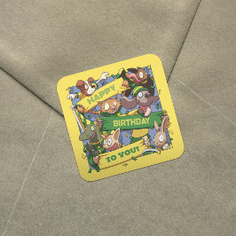 Fijne verjaardag voor de dierenliefhebbers geel en vierkante sticker