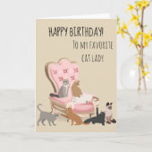 Fijne verjaardag voor de favoriete kattendame kaart (Gele Bloem)