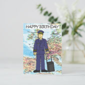 Fijne verjaardag voor de piloot briefkaart (Staand voorkant)