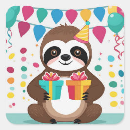 Fijne verjaardag voor de Schattigee luiaard! Vierkante Sticker