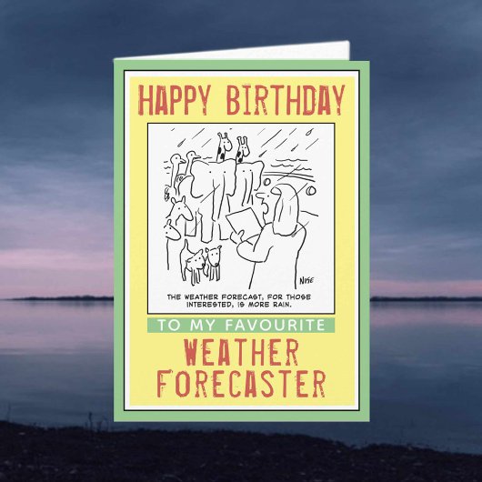 Fijne verjaardag voor een weersvoorspeller. kaart