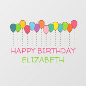 Fijne verjaardag voor heldere en kleurrijke ballon raamsticker (Vel)