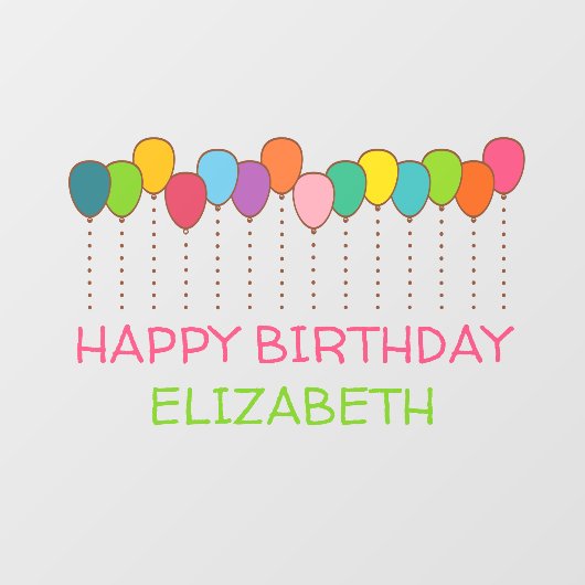 Fijne verjaardag voor heldere en kleurrijke ballon raamsticker (Vel)