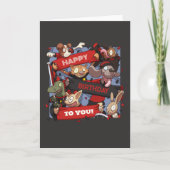 Fijne verjaardag voor je feestbeesten zwart en roo kaart (Voorkant)