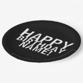 "Fijne verjaardag voor jou!" Bord zwart-wit papier (Gekanteld)