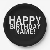 "Fijne verjaardag voor jou!" Bord zwart-wit papier (Voorkant)