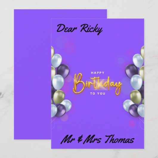 Fijne verjaardag voor jou Een vrolijk Wenskaart Kaart (Voorkant / Achterkant)