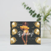 Fijne verjaardag voor jou Melanin Sista Black Quee Feestdagenkaart (Staand voorkant)