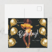 Fijne verjaardag voor jou Melanin Sista Black Quee Feestdagenkaart (Voorkant / Achterkant)