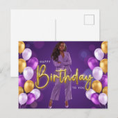 Fijne verjaardag voor jou Melanin Sista Black Quee Feestdagenkaart (Voorkant / Achterkant)