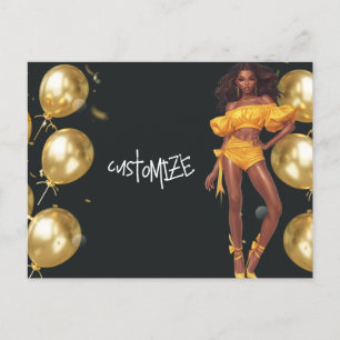 Fijne verjaardag voor jou Melanin Sista Black Quee Feestdagenkaart