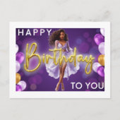 Fijne verjaardag voor jou Melanin Sista Black Quee Feestdagenkaart (Voorkant)