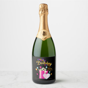Fijne verjaardag voor jou Mousserende Wijn Label Sparkling Wijnetiket