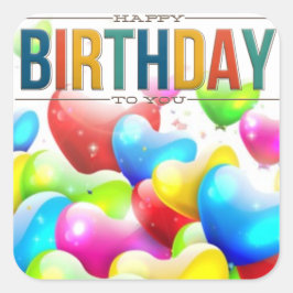 Fijne verjaardag voor jullie ballonvaardige Sticke Vierkante Sticker