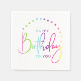 Fijne verjaardag voor jullie regenboogkleuren servet