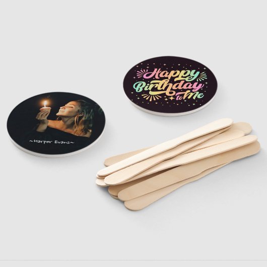 Fijne verjaardag voor mij, foto hand fan handwaaier (Niet-gemonteerd)