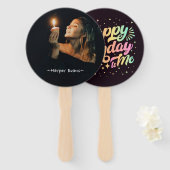 Fijne verjaardag voor mij, foto hand fan handwaaier (Voorkant en achterkant)