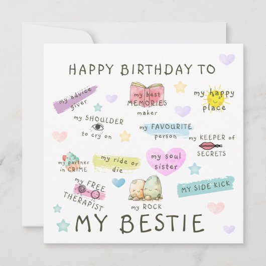Fijne verjaardag voor mijn beste vriendin feestdagenkaart (Voorkant)