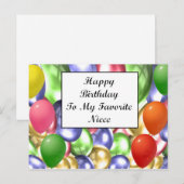 Fijne verjaardag voor mijn favoriete nichtje briefkaart (Voorkant / Achterkant)