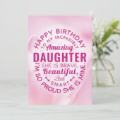 Fijne verjaardag voor mijn geweldige dochter kaart (Staand voorkant)