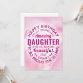 Fijne verjaardag voor mijn geweldige dochter kaart (Voorkant / Achterkant in situ)