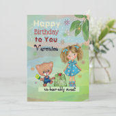 Fijne verjaardag voor mijn lieve meid feestdagenkaart (Staand voorkant)