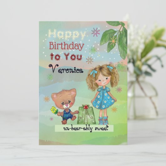 Fijne verjaardag voor mijn lieve meid feestdagenkaart (Staand voorkant)