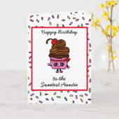 Fijne verjaardag voor mijn tante, Cute Cupcake Car Kaart (Gele Bloem)