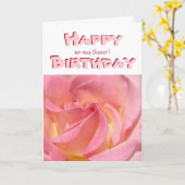 Fijne verjaardag voor mijn zus! Kaarten Pink Rose (Gele Bloem)