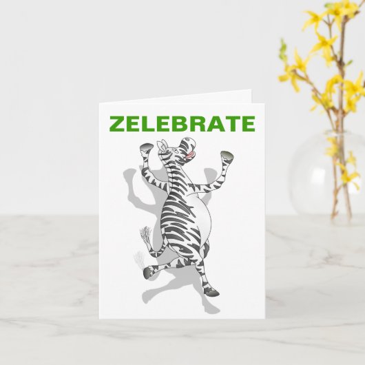 Fijne verjaardag Zebra feest Kaart (Gele Bloem)