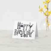 FIJNE VERJAARDAG ZWARTE EN WITTE KAART (Gele Bloem)