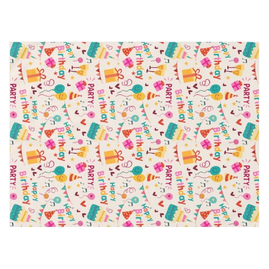 Fijne verjaardagsfeestdruk tafelkleed (Voorkant (Horizontaal))