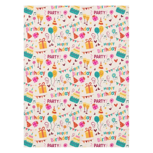 Fijne verjaardagsfeestdruk tafelkleed (Voorkant)