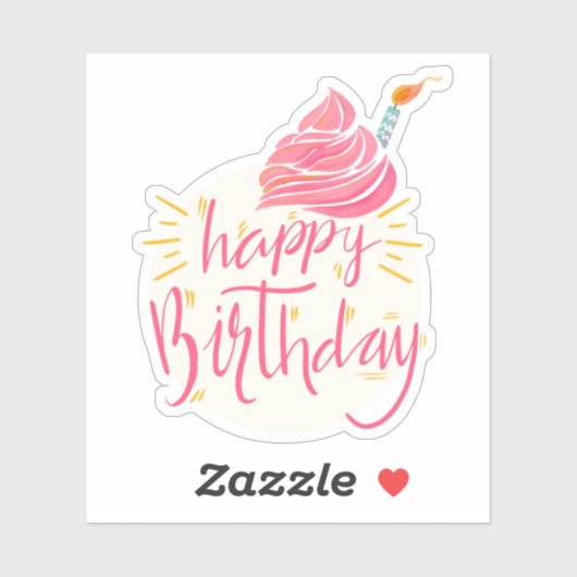 Fijne verjaardagstaart sticker (Vel)