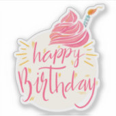Fijne verjaardagstaart sticker (Voorkant)