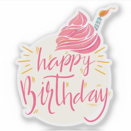 Fijne verjaardagstaart sticker (Voorkant)