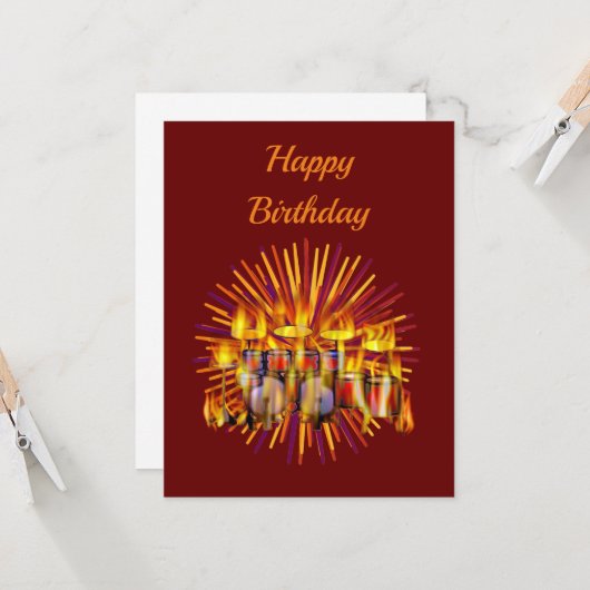 Fijne verjaardagstrom-kit kaart (Voorkant / Achterkant in situ)