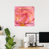 Fijne Verpleegsters Week! posters Roze Roos bloem (Thuiskantoor)