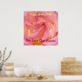 Fijne Verpleegsters Week! posters Roze Roos bloem (Keuken)