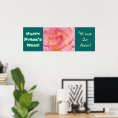 Fijne verpleegstersweek! Banner Poster Prints Roze (Thuiskantoor)