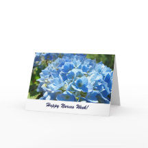 Fijne verpleegstersweek! kaarten Blauwe Hortensia 