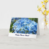 Fijne verpleegstersweek! kaarten Blauwe Hortensia (Gele Bloem)