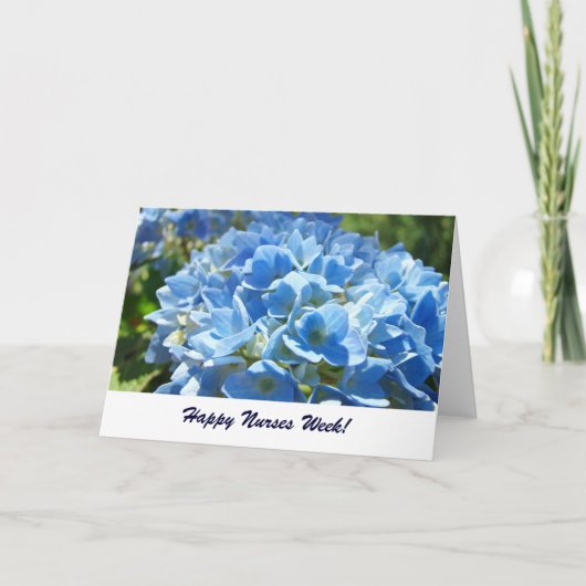 Fijne verpleegstersweek! kaarten Blauwe Hortensia (Voorkant)
